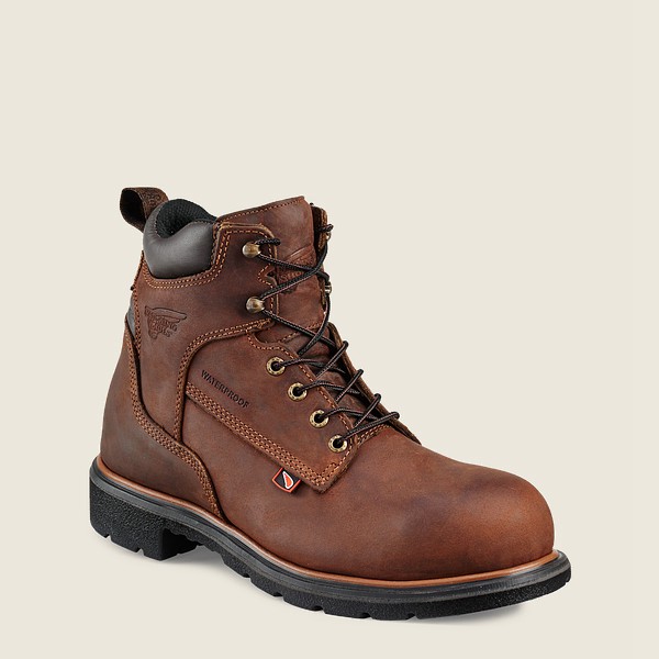 Mens Red Wing Dynaforce® - 6-inch Waterproof Soft Toe - Work Boots Brown - RBU526019